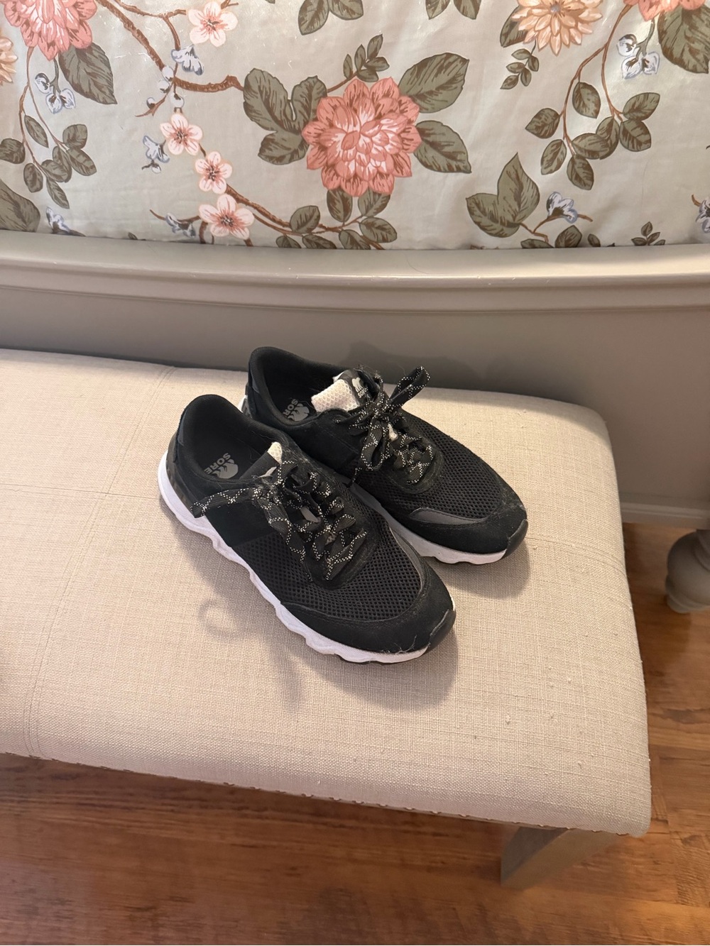Sorel Black Mesh Slip-On Sneakers with White Insole Detail